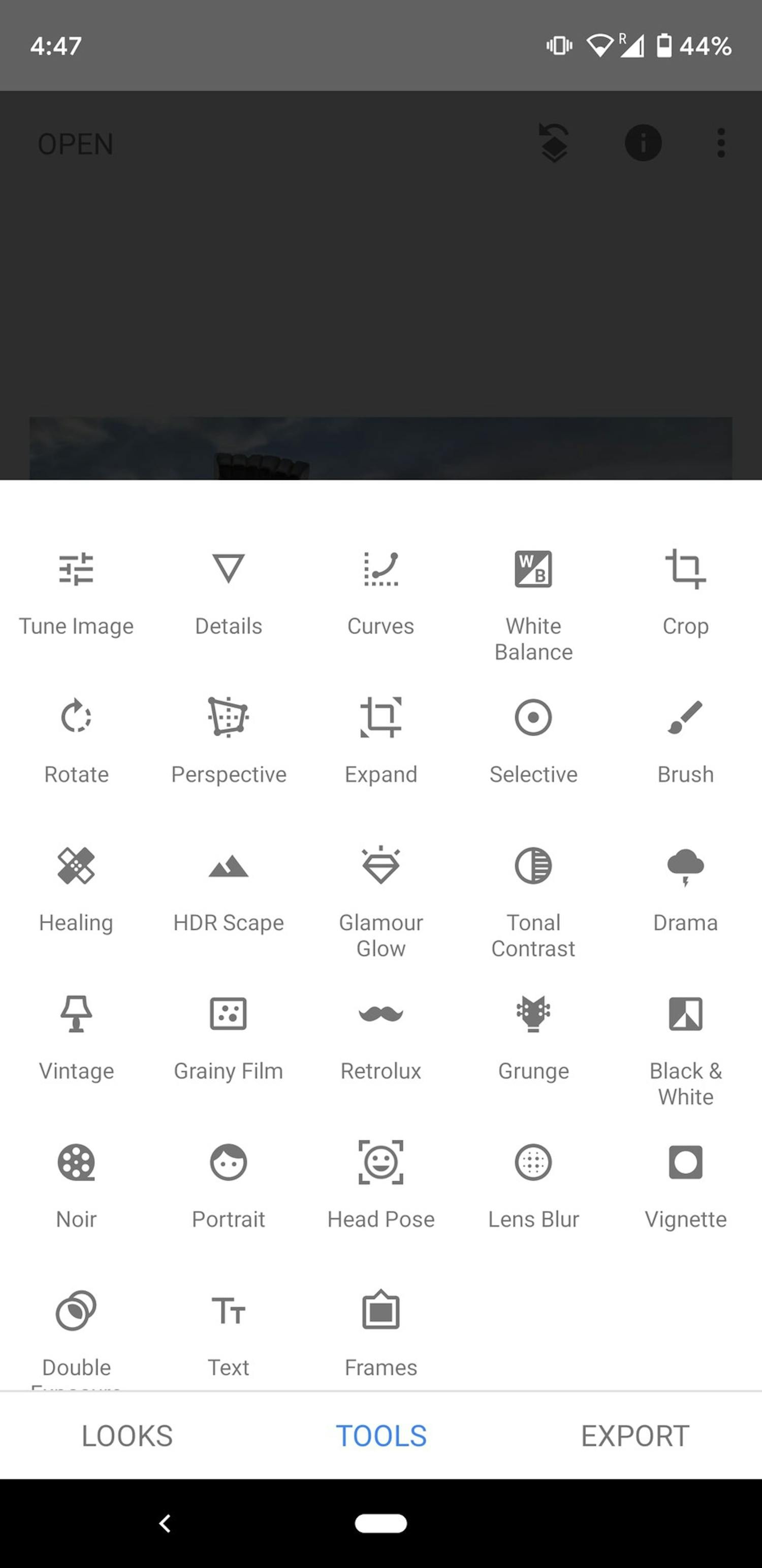 Snapseed: Snapseedin monet työkalut.